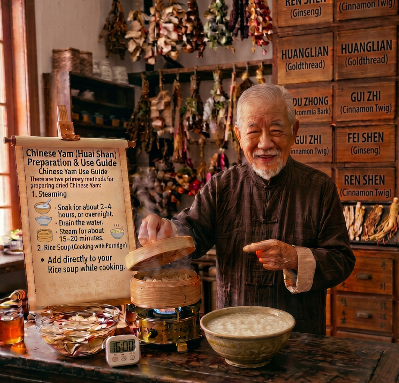 Preparing Chinese yam