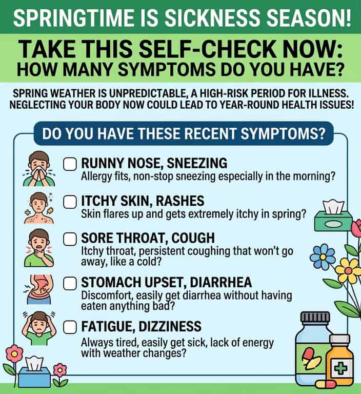 Springtime is Sickness Season!<br />
Take This Self-Check Now: How Many Symptoms Do You Have?